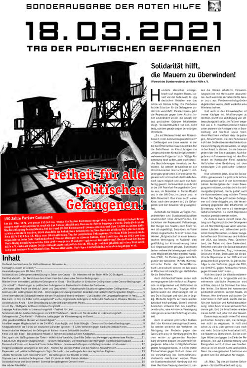 Grußwort in der Sonderzeitung der Roten Hilfe zum 18.März 2021