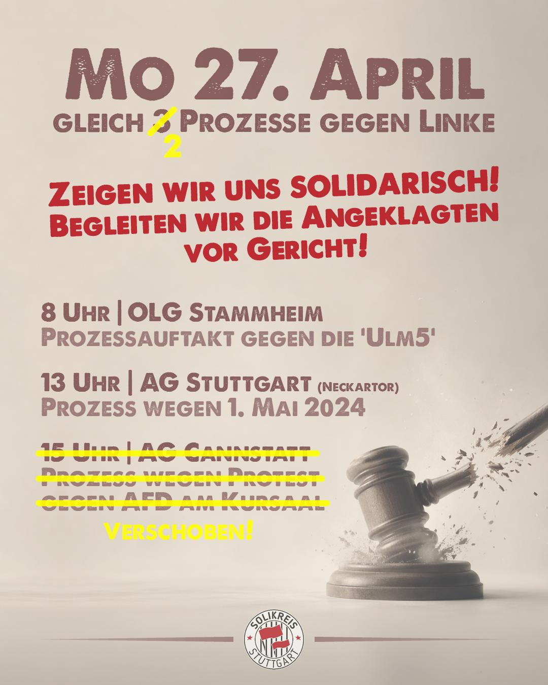 AfD-Prozess verschoben – „Nur“ noch 2 Prozesse am 27.04.