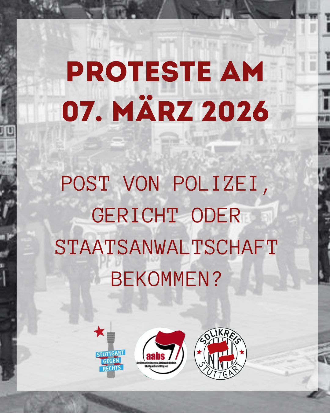 Infos zum Umgang mit der Repression wegen des 7.März